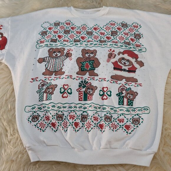 Vintage Teddy Bear Festive Crewneck Sweater Size Small - Picture 2 of 7